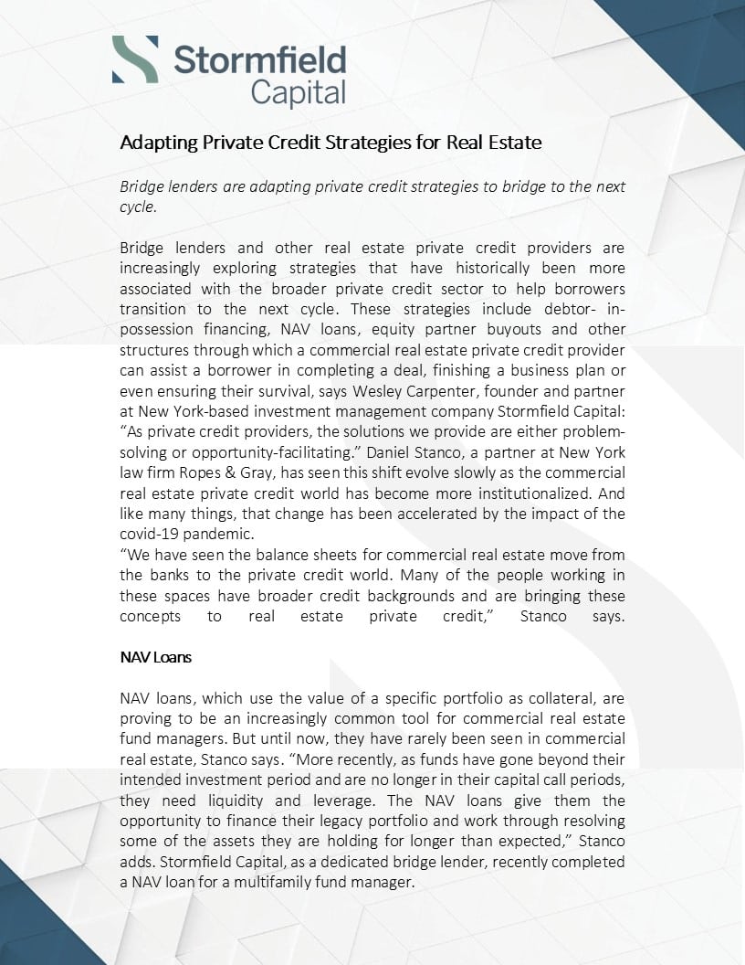 Adapting Private Credit Strategies for Real Estate