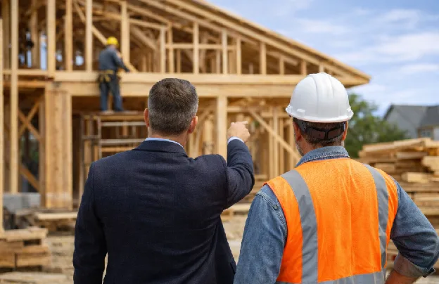 Mortgage broker reviewing residential new construction financing options